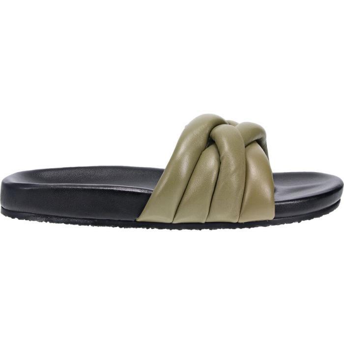 Seychelles Footwear Lowkey Glow Up Slide Sandal Women 04754 OLIVE/BL Leather